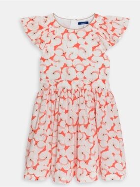 OKAIDI Girls Printed Orange Flare Dress - 3